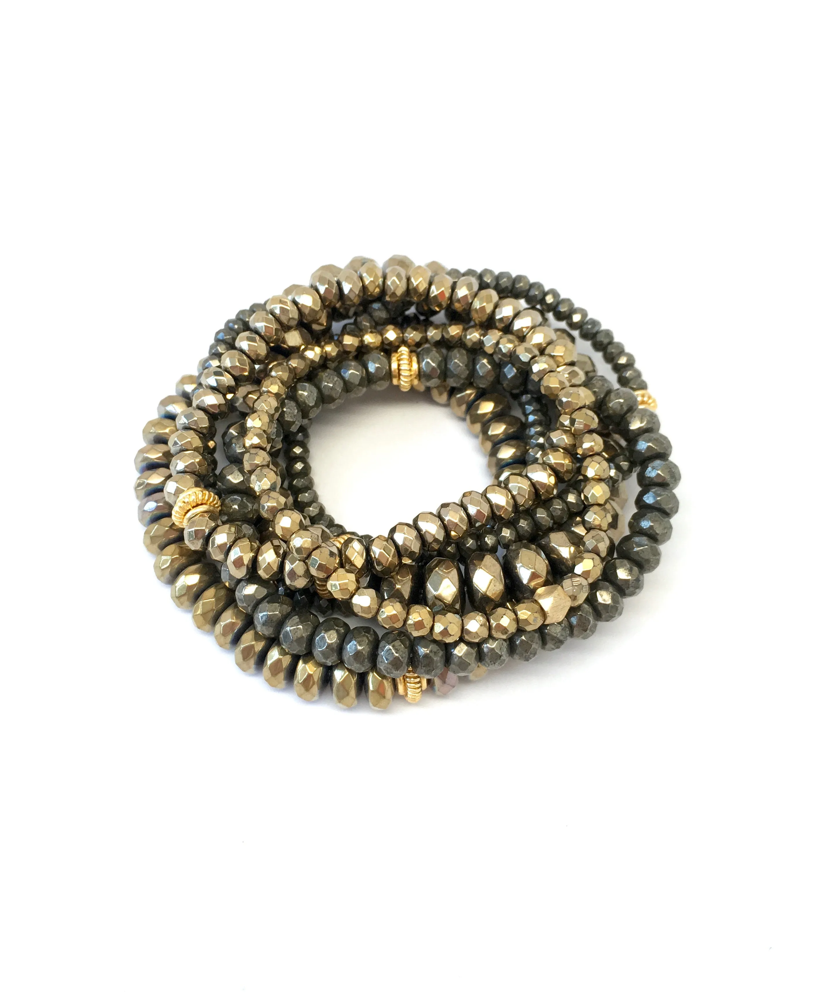 Classic Hematite & Pyrite Stack Bracelets