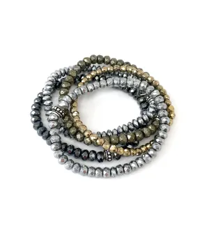 Classic Hematite & Pyrite Stack Bracelets