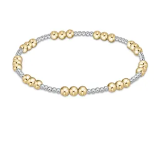 Classic Joy Pattern 4mm Bead Bracelet - Mixed Metal