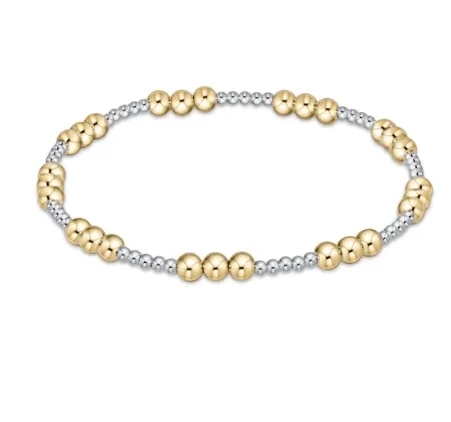 Classic Joy Pattern 4mm Bead Bracelet - Mixed Metal