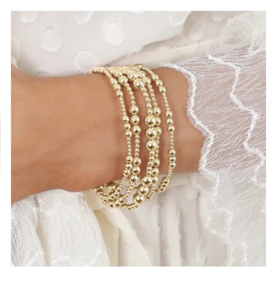 Classic Joy Pattern Bead Bracelet 6mm- Gold