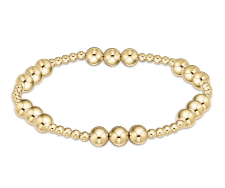 Classic Joy Pattern Bead Bracelet 6mm- Gold
