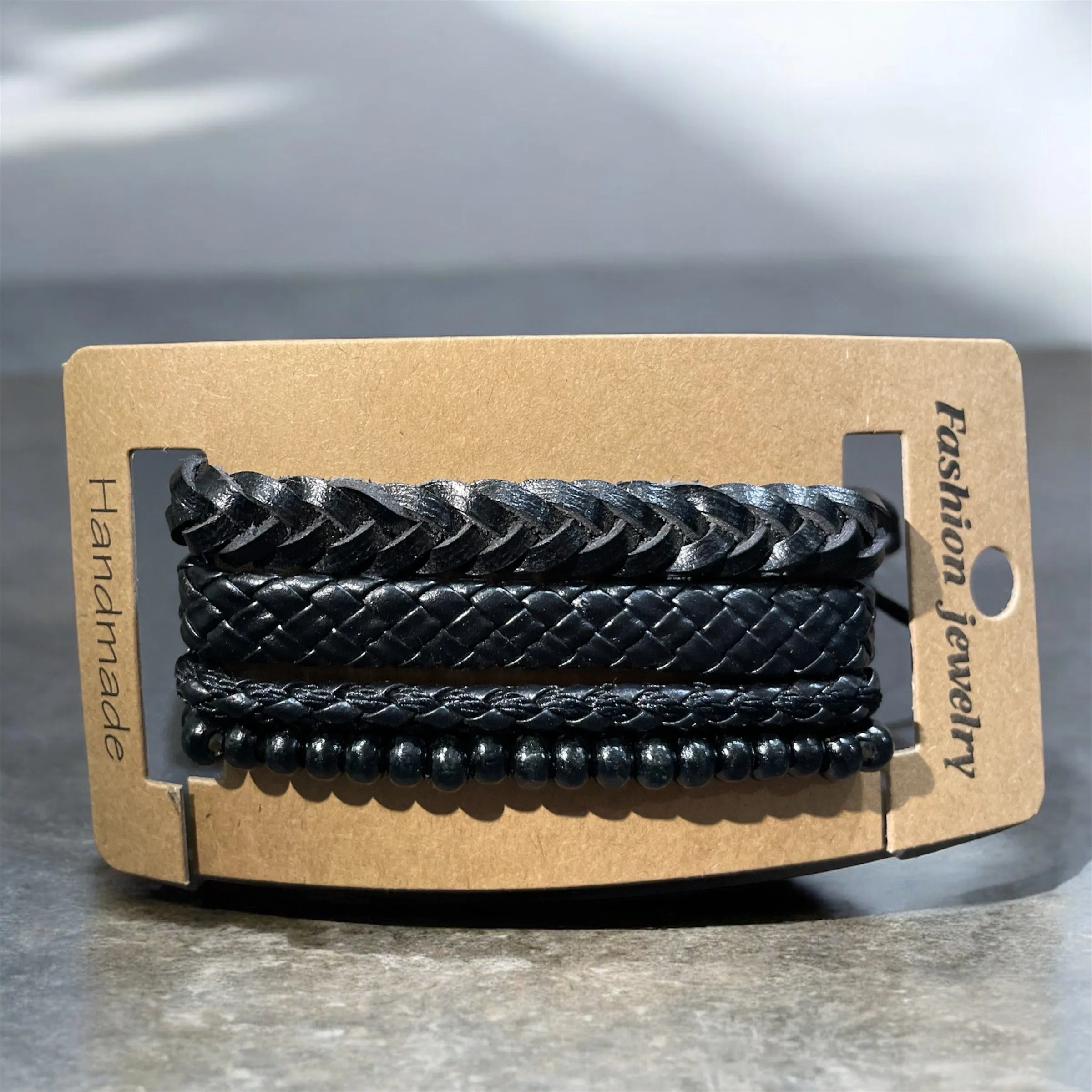 classic leather Black bracelets