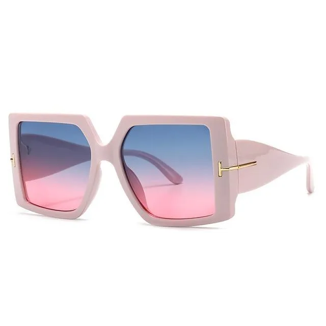 Classic Oversized Square Sunglasses Leopard Sun Glasses Female Gradient Vintage Big Shades UV400