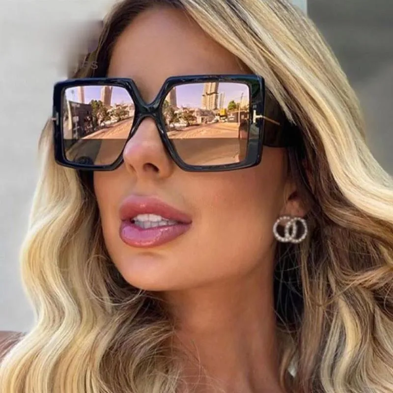 Classic Oversized Square Sunglasses Leopard Sun Glasses Female Gradient Vintage Big Shades UV400