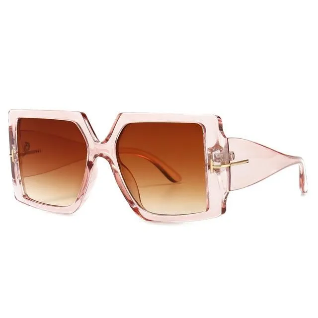 Classic Oversized Square Sunglasses Leopard Sun Glasses Female Gradient Vintage Big Shades UV400
