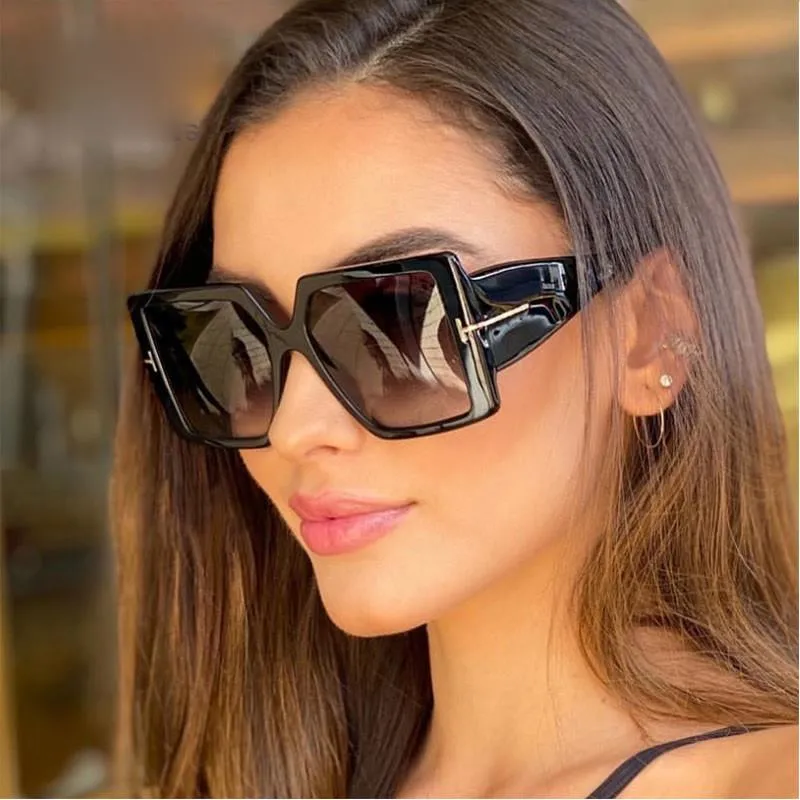 Classic Oversized Square Sunglasses Leopard Sun Glasses Female Gradient Vintage Big Shades UV400