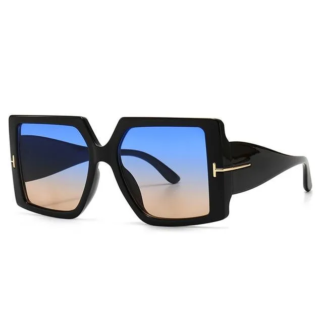 Classic Oversized Square Sunglasses Leopard Sun Glasses Female Gradient Vintage Big Shades UV400