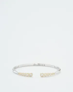 classic two-toned open bezel set diamond bangle