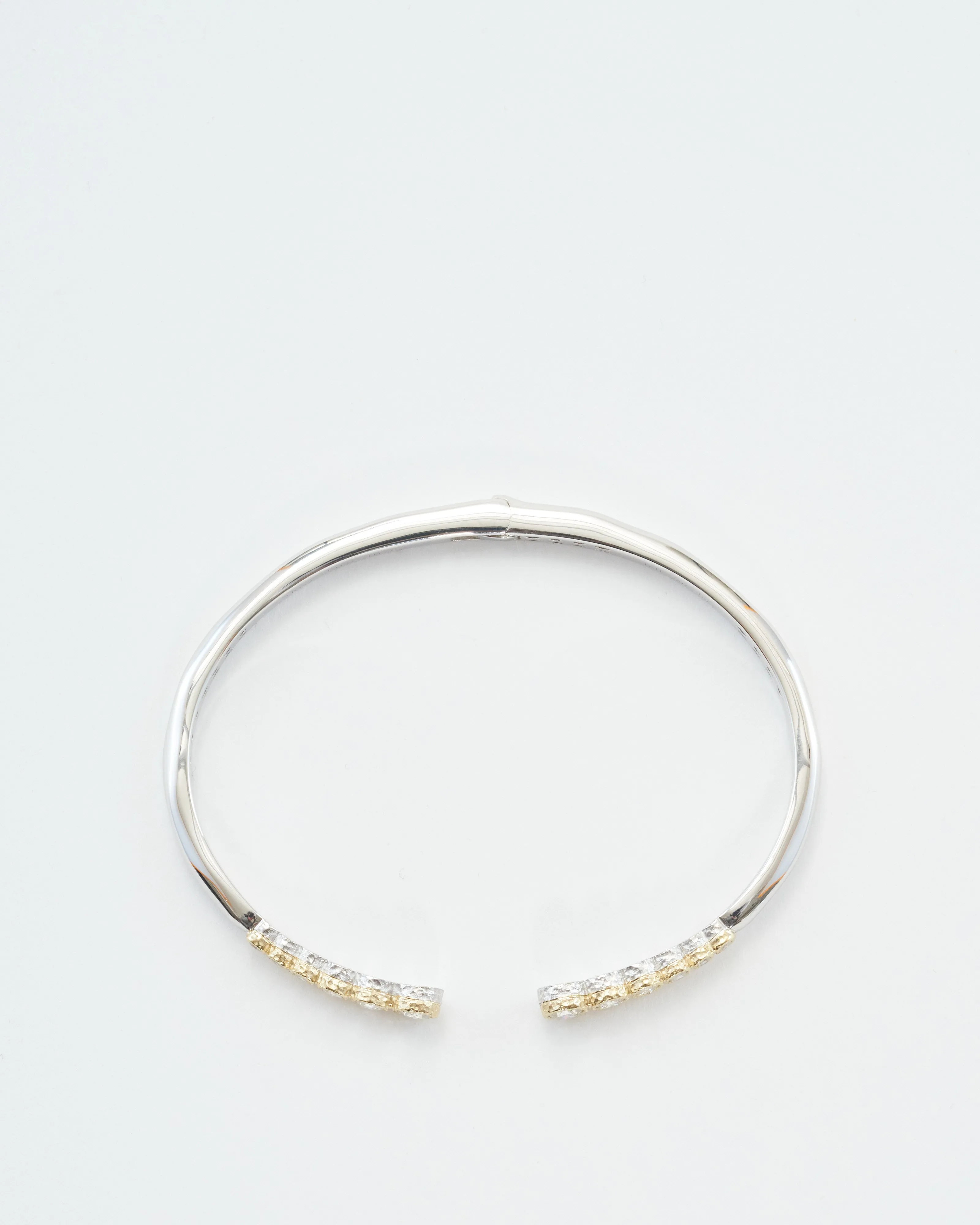 classic two-toned open bezel set diamond bangle
