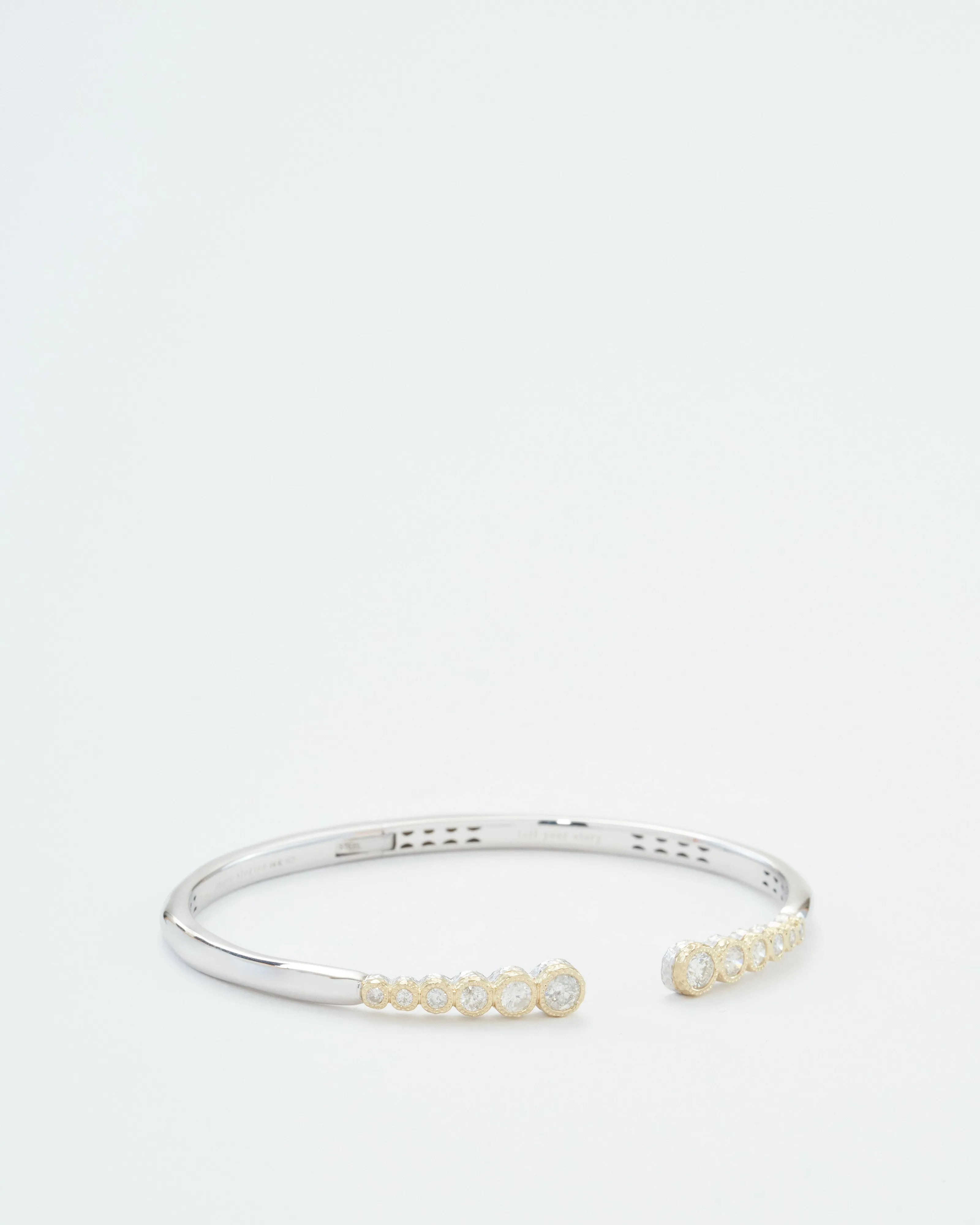 classic two-toned open bezel set diamond bangle