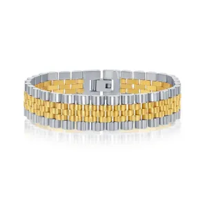Classic Watch Links Stainless Steel Two-Tone Gold Plated Bracelet