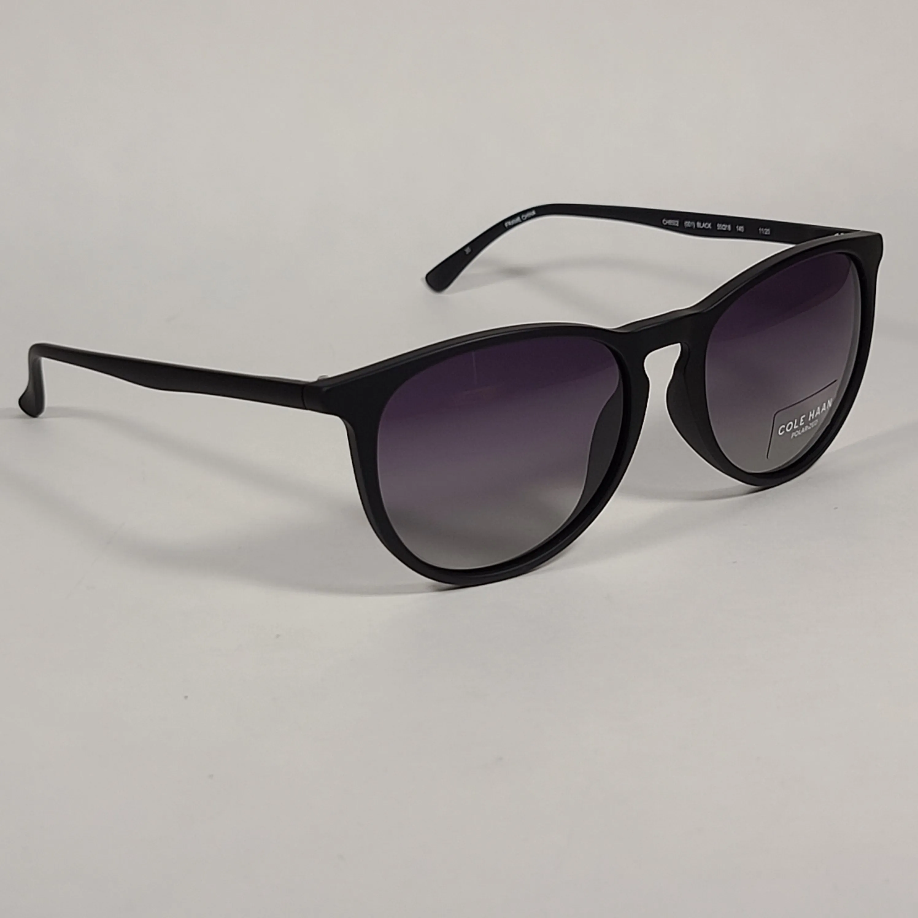 Cole Haan CH8502 001 Polarized Key Hole Sunglasses Matte Black Frame Smoke Gradient Lens