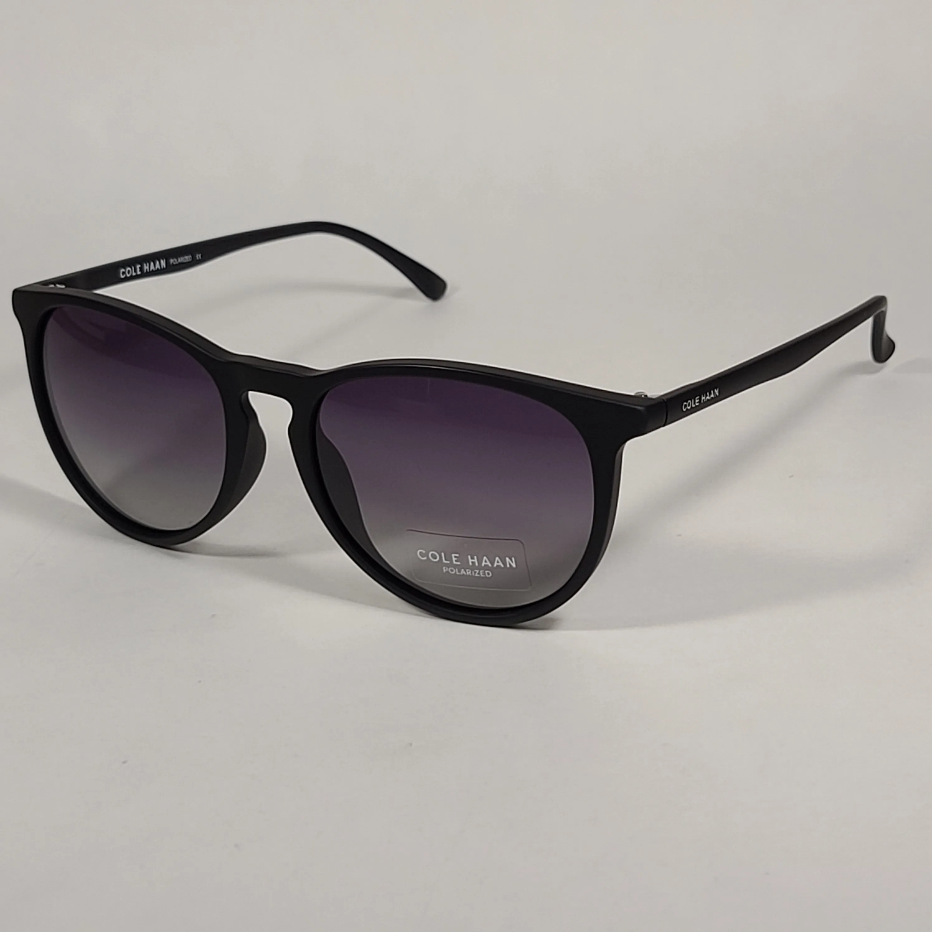 Cole Haan CH8502 001 Polarized Key Hole Sunglasses Matte Black Frame Smoke Gradient Lens