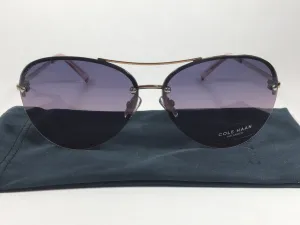 Cole Haan Polarized Rimless Aviator Sunglasses Rose Gold Frame Purple Pink Gradient Lens CH7033 605 ROSE GOLD/PINK