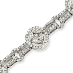 Combination of Marquise, Round & Princess Diamond Bracelet, 18k White Gold