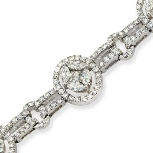 Combination of Marquise, Round & Princess Diamond Bracelet, 18k White Gold