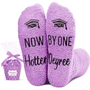 Cool 2024 Graduation Gifts for Her, Inspirational Congratulations Grad Last Day of School Gifts, Novelty Fuzzy Graduation Socks
