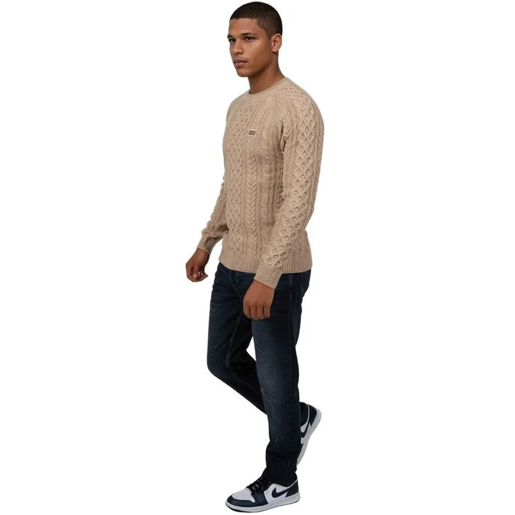 CORBY CABLE KNIT SWEATER - BEIGE