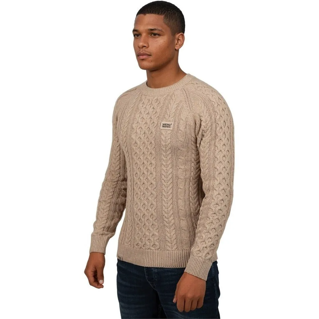 CORBY CABLE KNIT SWEATER - BEIGE