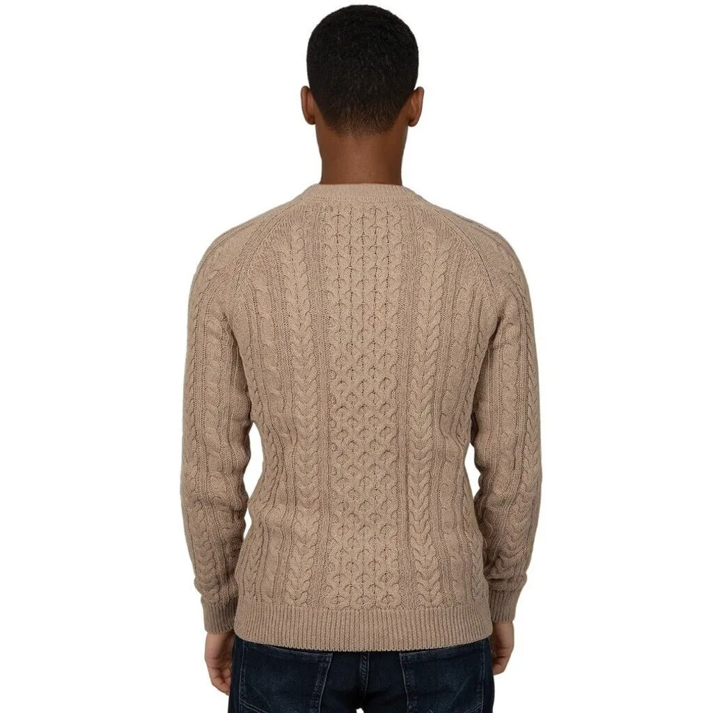 CORBY CABLE KNIT SWEATER - BEIGE