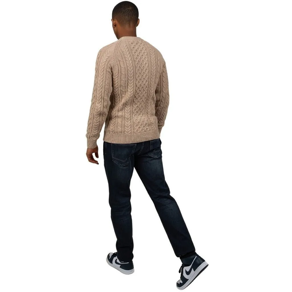 CORBY CABLE KNIT SWEATER - BEIGE