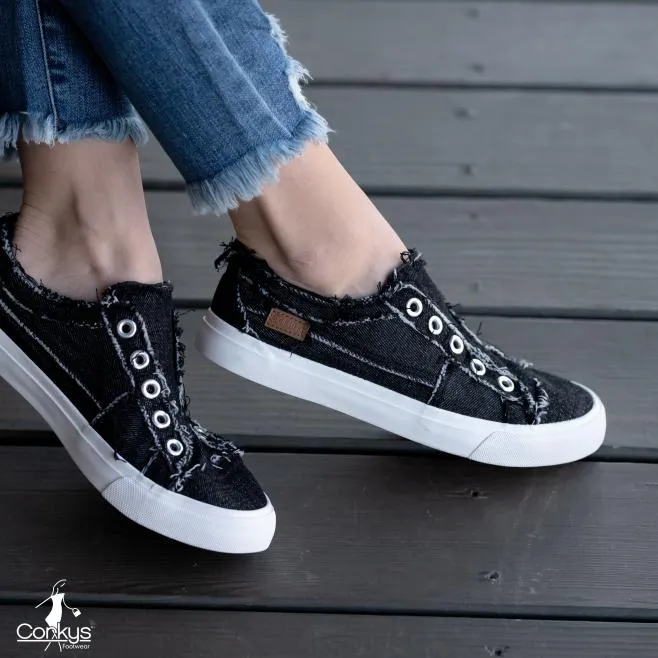CORKYS BABALU BLACK SLIP ON SNEAKERS / SHOES