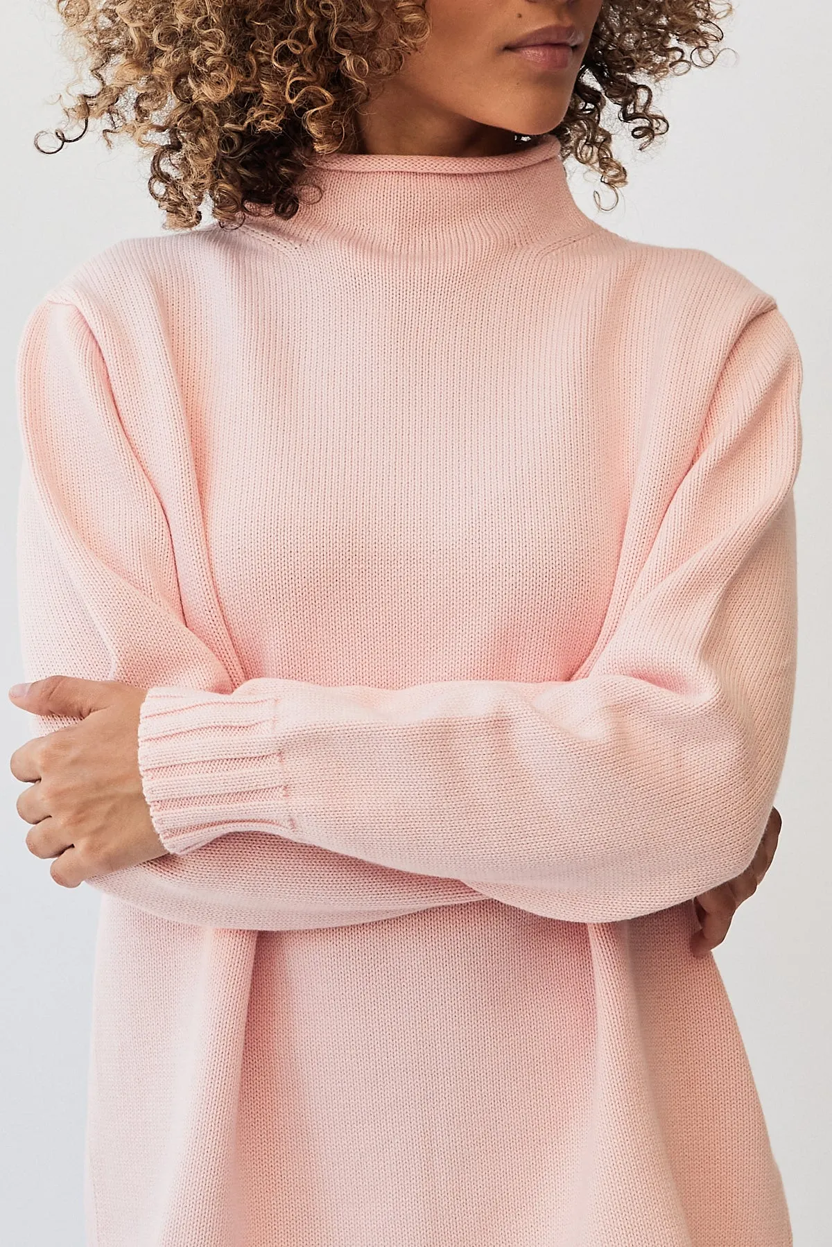 Cotton Cashmere Roll Neck Sweater