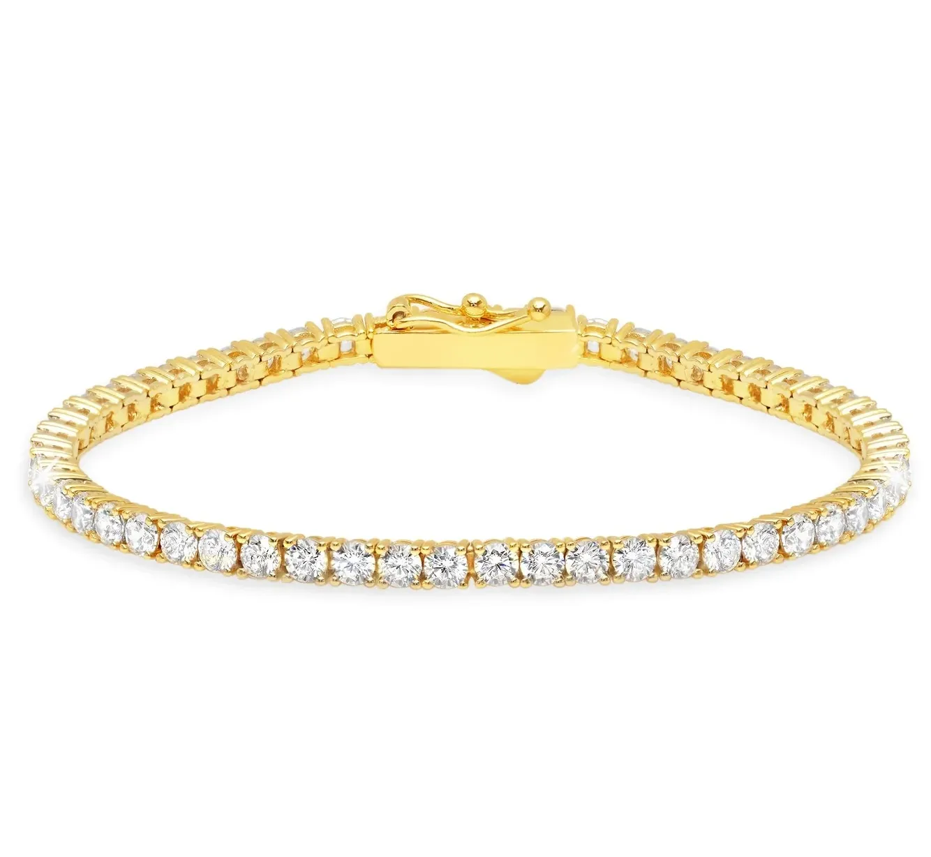 Crislu Classic Medium Brilliant Tennis Bracelet Finished in 18kt Yellow Gold