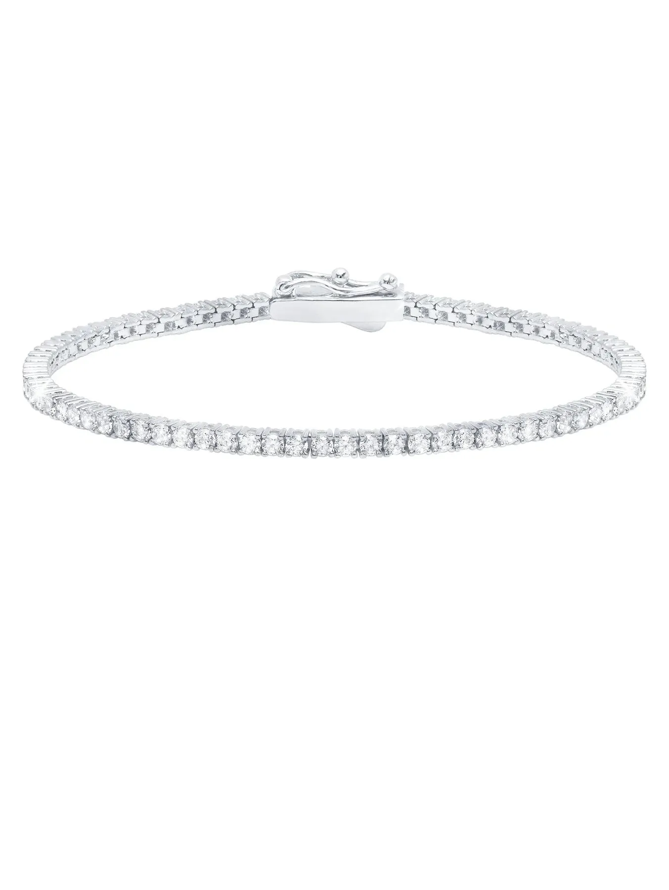Crislu Classic Small Brilliant Tennis Bracelet Finished in Pure Platinum