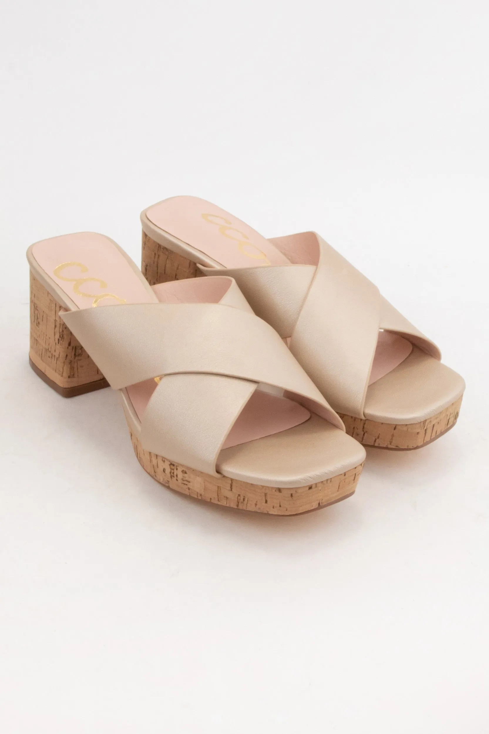 Criss Cross Strap Nude Sandals