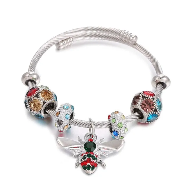 Cross-border classic bee stainless steel bracelet colorful bee women bracelet