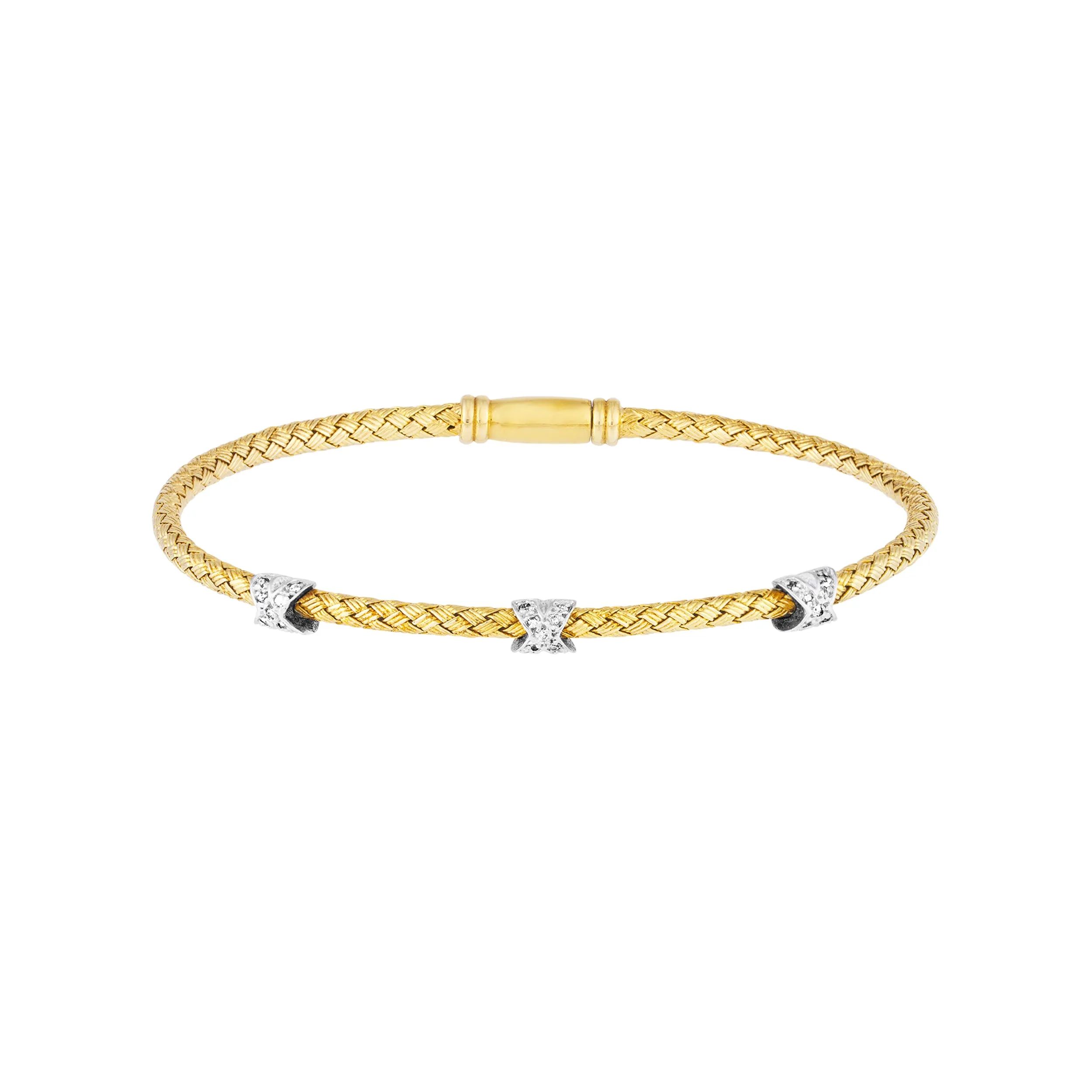 Cross-Cross Diamond Yellow/White Mesh Bangle
