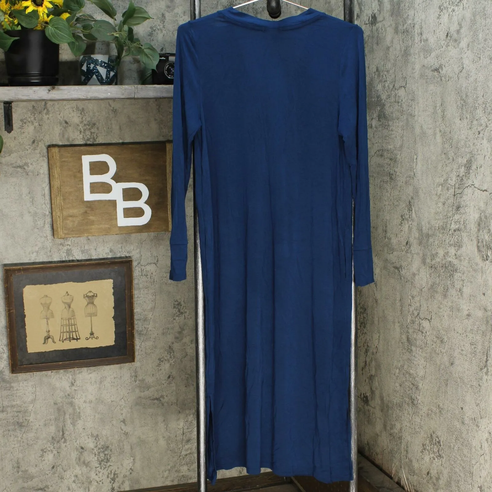 Cuddl Duds Softwear Stretch Maxi Button Front Cardigan Peacock Blue Small