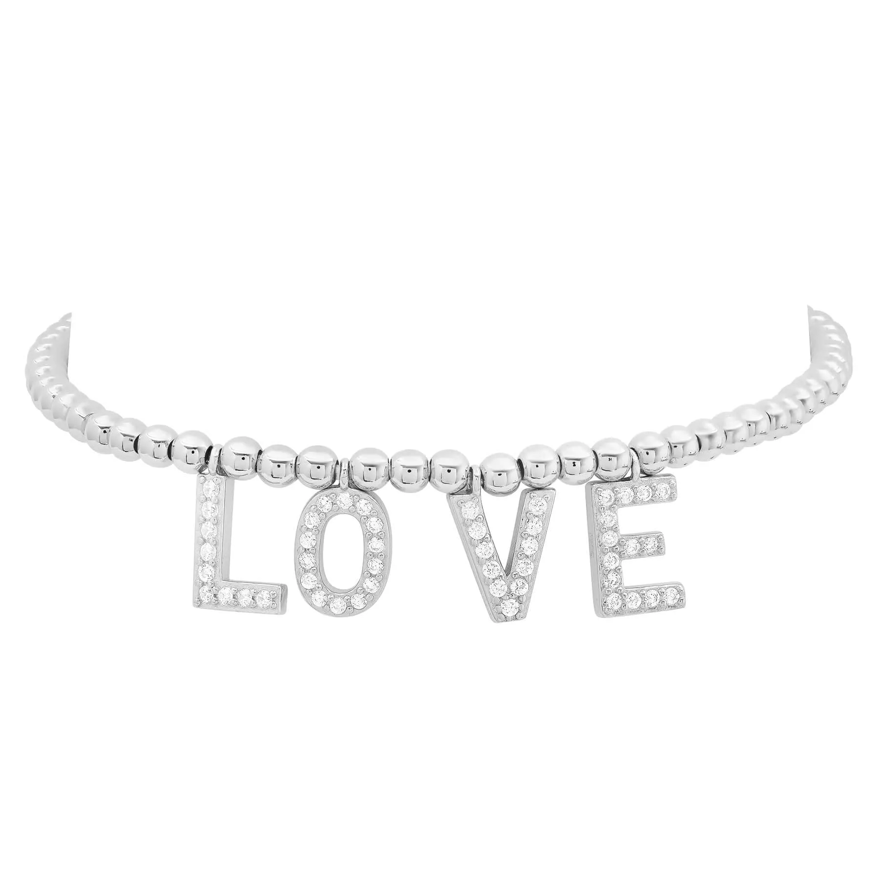 CUSTOM STRETCH LETTER BRACELET, SILVER