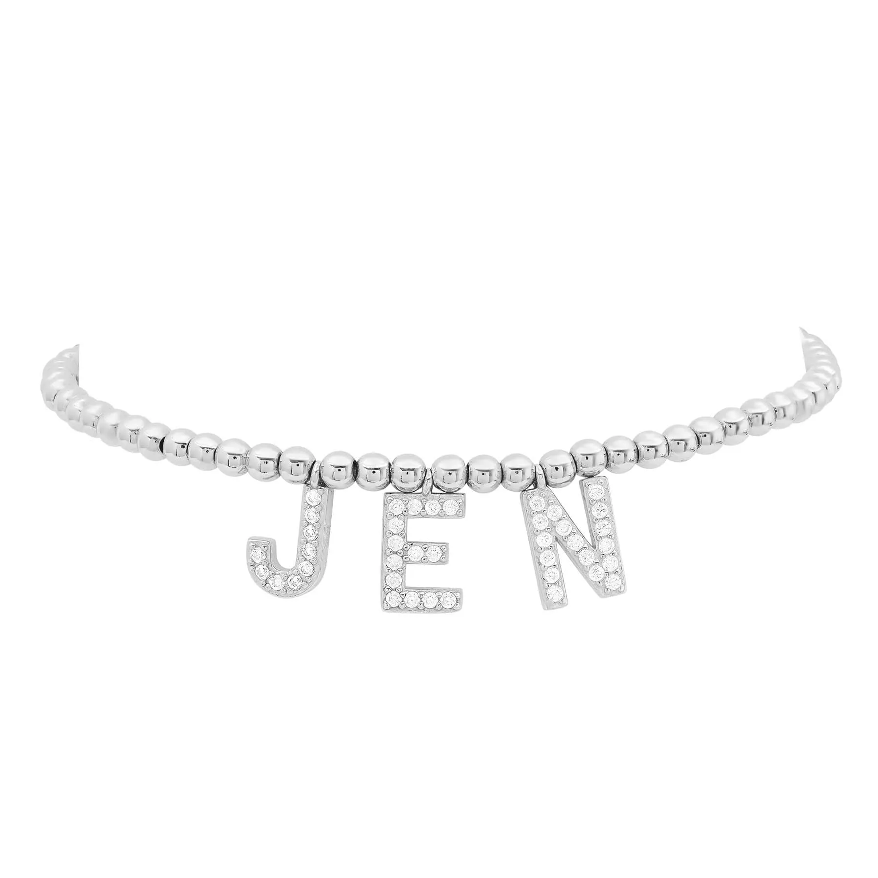 CUSTOM STRETCH LETTER BRACELET, SILVER