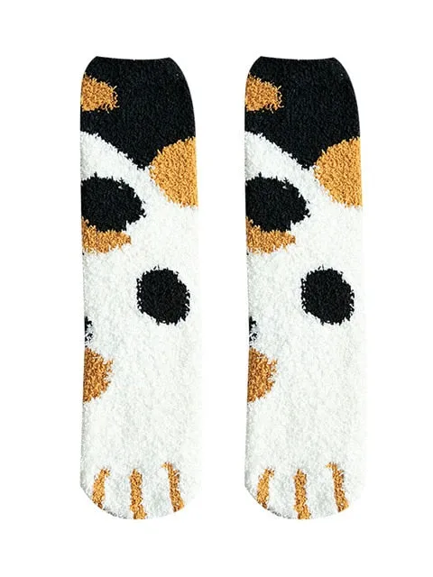 Cute Cat Paw Plush Socks