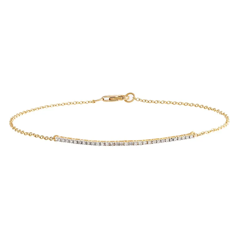Dainty Diamond Pavé Bar Bracelet 14K