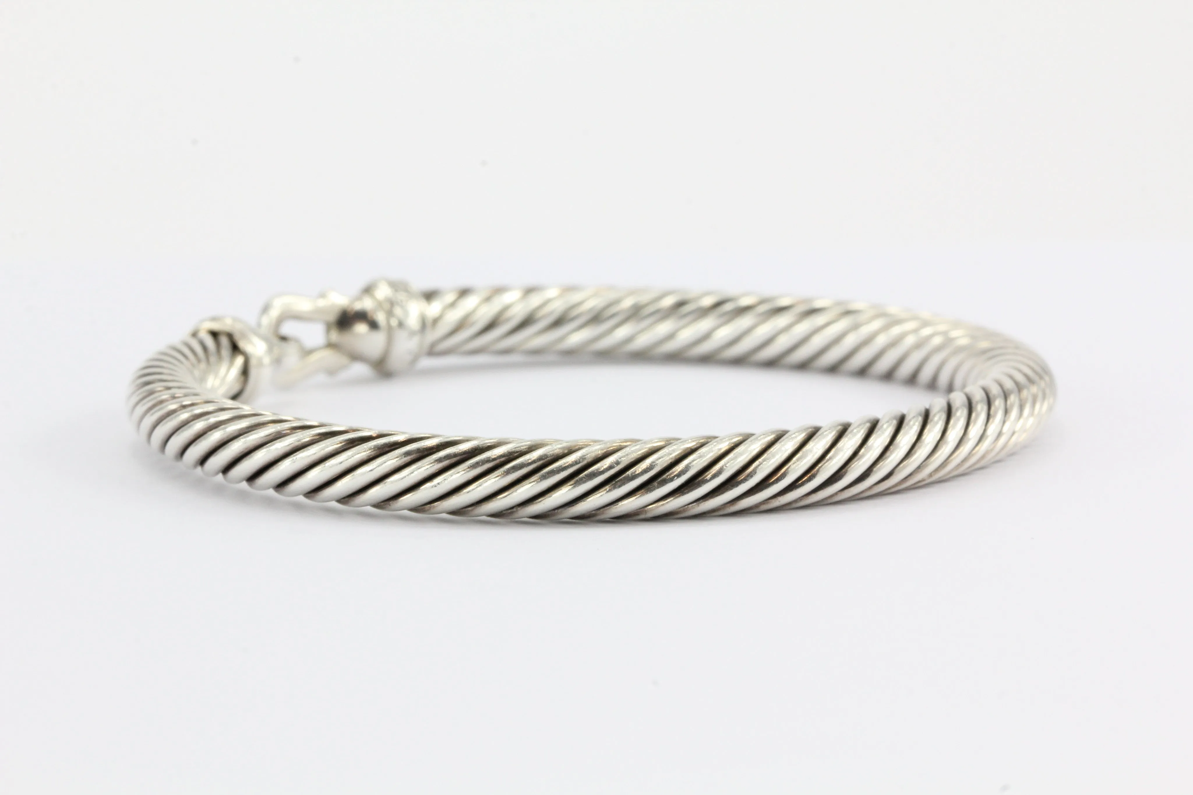 David Yurman Sterling Silver & Diamond Cable Bangle Bracelet 5mm