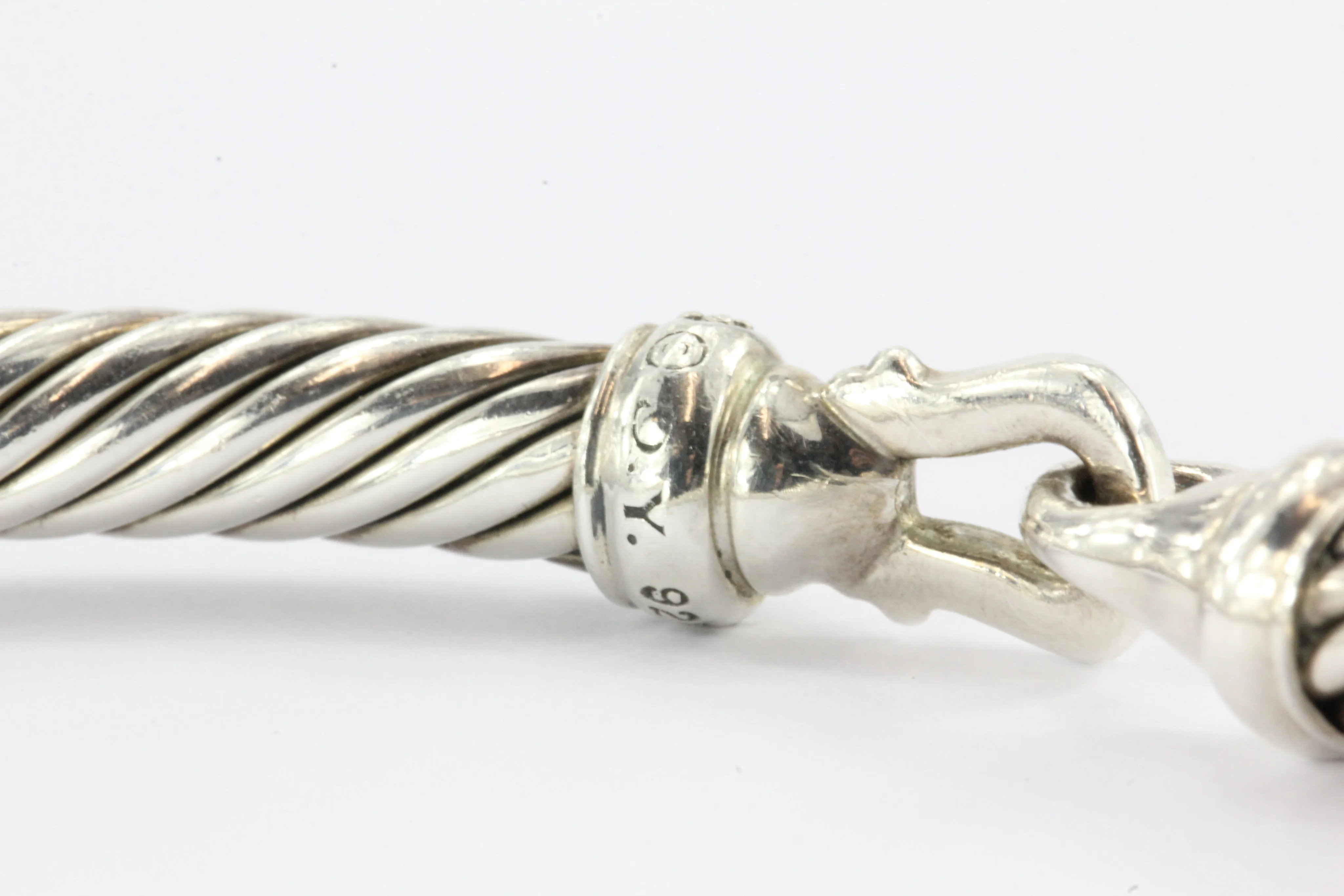 David Yurman Sterling Silver & Diamond Cable Bangle Bracelet 5mm