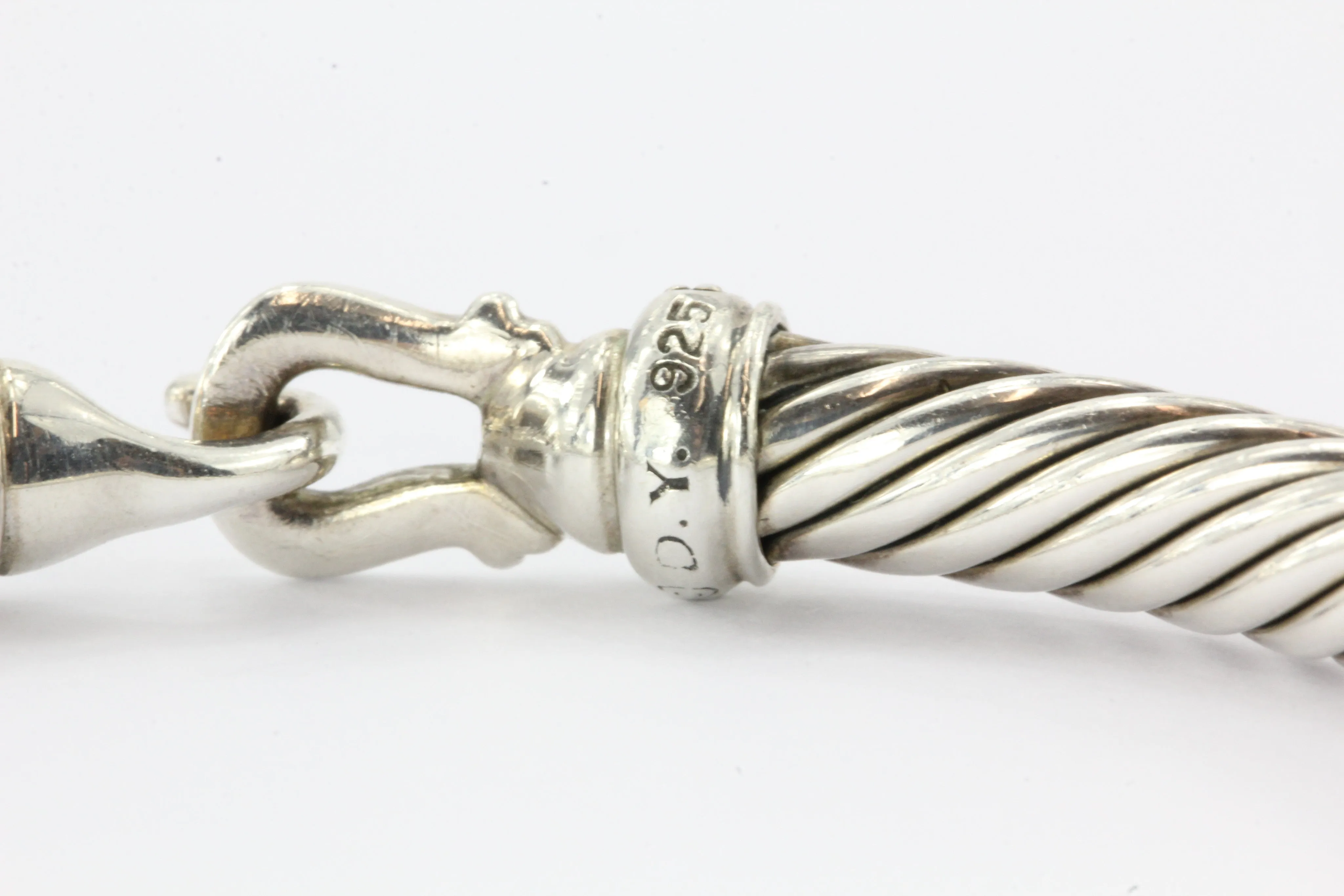 David Yurman Sterling Silver & Diamond Cable Bangle Bracelet 5mm