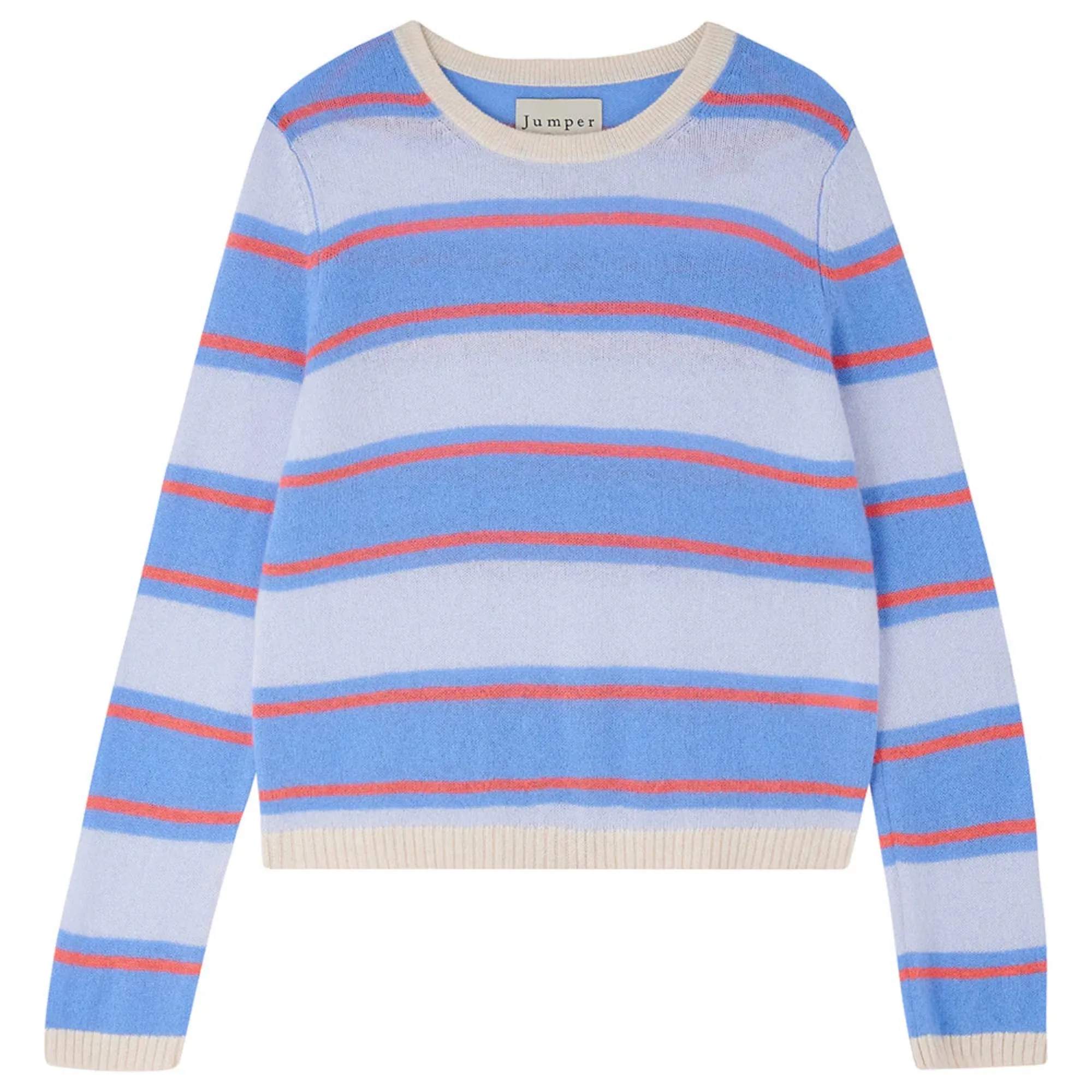 Deckchair Stripe Crew Sweater -Oatmeal / Azure