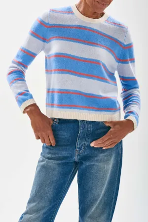 Deckchair Stripe Crew Sweater -Oatmeal / Azure