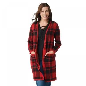 Denim & Co. Women's Studio Plaid Jacquard Open-Front Cardigan Sweater