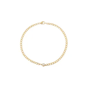 Diamond Bezel Cuban Link Bracelet 14K