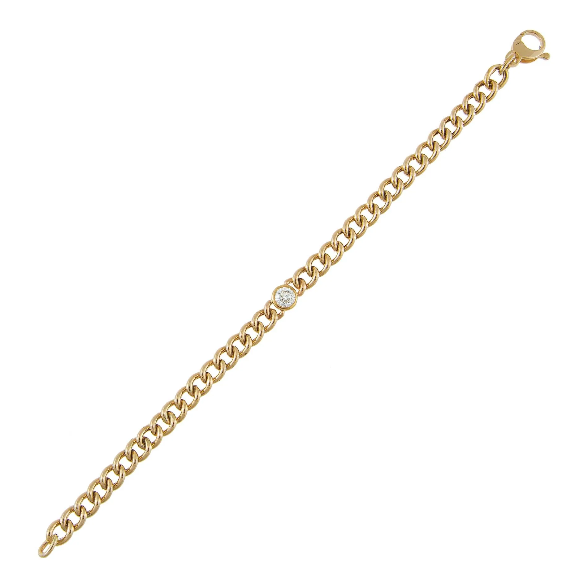 Diamond Bezel X Cuban Link Bracelet 14K