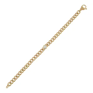 Diamond Bezel X Cuban Link Bracelet 14K
