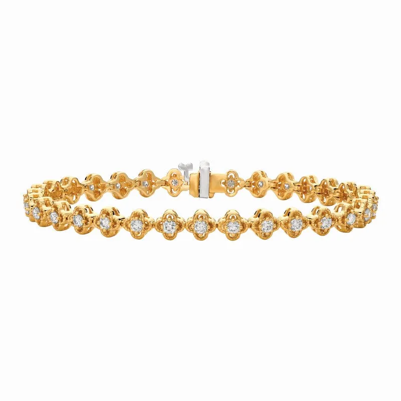 DIAMOND CLOVER LEAF BRACELET 14K GOLD (2.02 CTW)