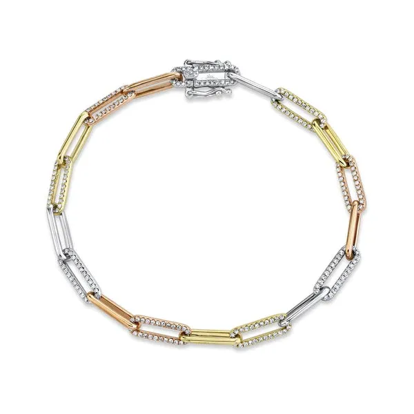 Diamond Paper Clip Link Bracelet