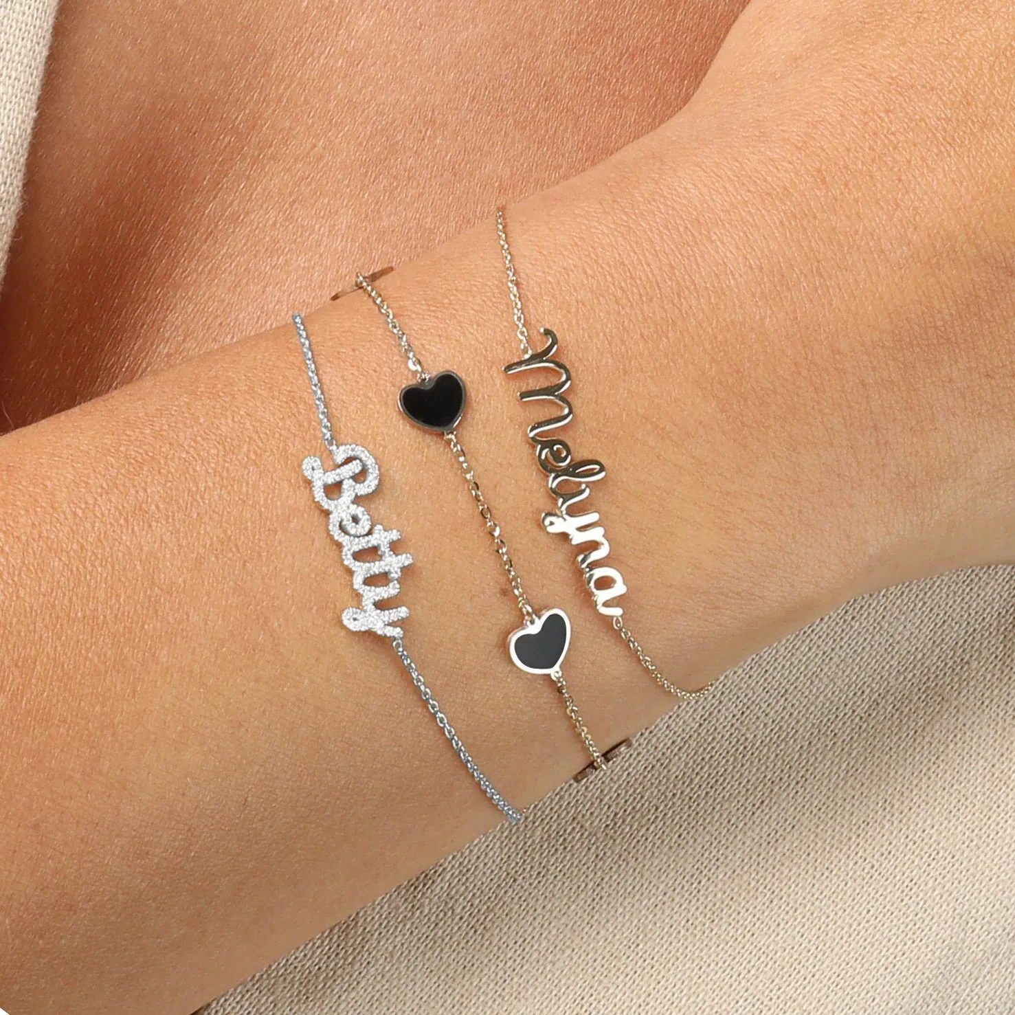 Diamond Script Name Bracelet